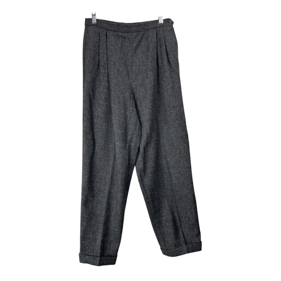 Vintage Ralph Lauren Size 10 Pants Plaid Pleated Wool Made In USA Herringbone - Picture 1 of 10